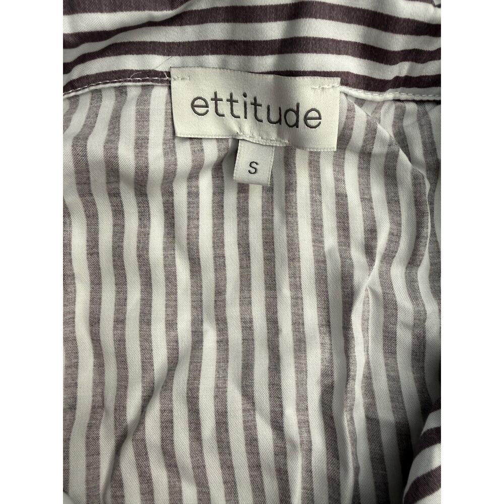Ettitude Pajama Shirt Womens Small Gray White Striped 100% Bamboo Lyocell Top - Picture 4 of 8